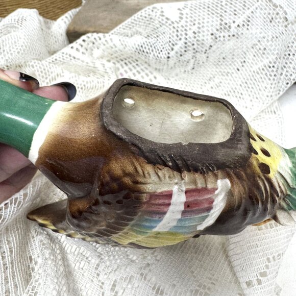 Vintage Japan Ceramic Flying Mallard Duck Wall Pocket Planter - Picture 5 of 7